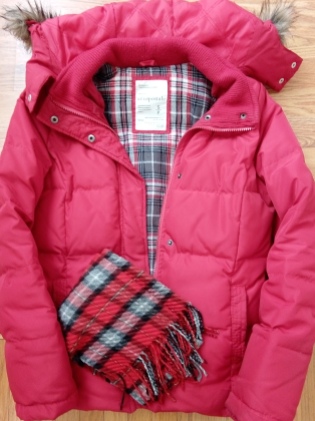Red winter ski coat